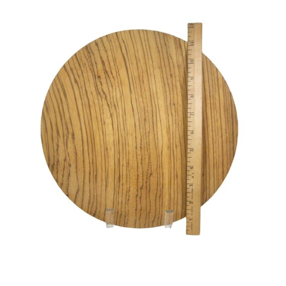 Zebra Wood Artist Made Cayring Tray Round Serving Plate Platter Solid 11.25 inch - Picture 3 of 6